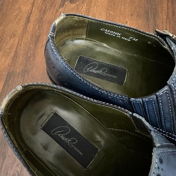 DONALD J. PLINER CMONK Double Monk Strap Dress Shoes Blue ITALY MADE - Picture 8 of 10